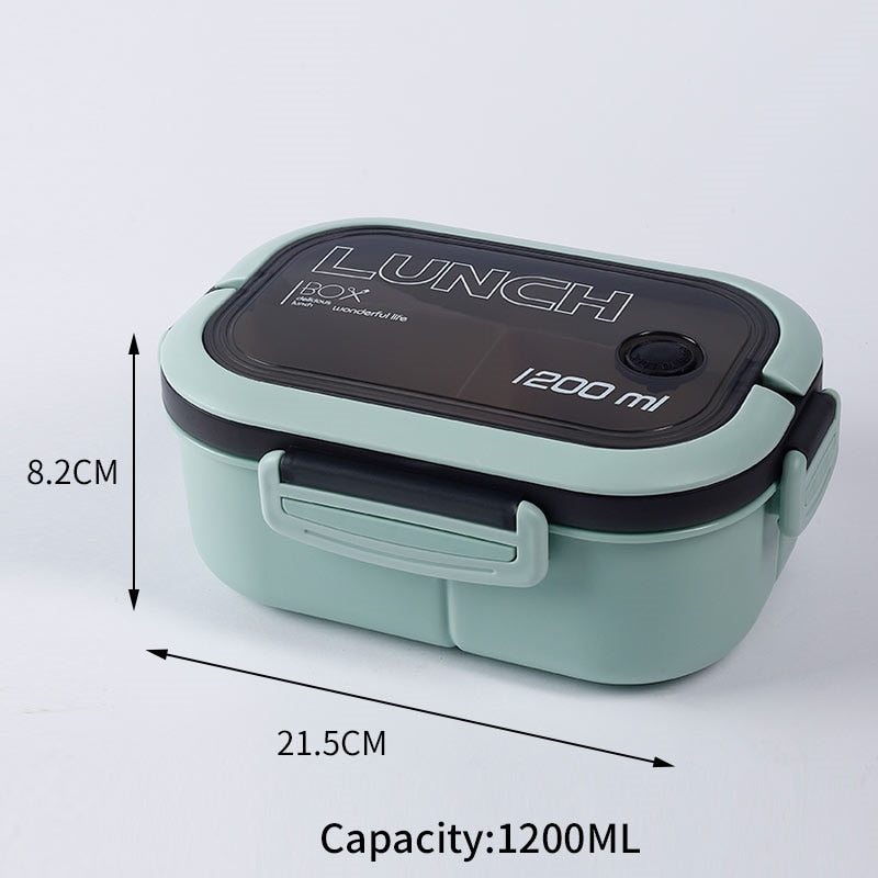 2-Layers Sealed Kids Lunch Box Fruits Food Containers Student Office Worker Microwavable Bento Box With Fork Spoon Fresh-Keeping