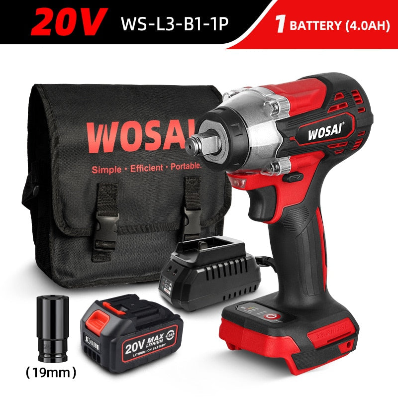 WOSAI MT-Series 340N.m Electric Impact Wrench 20V Brushless Wrench Socket Li-ion Battery Hand Drill Installation Power Tools