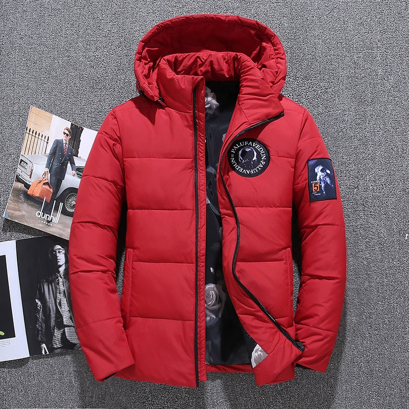 Winter Down Parkas Jacket Men, Windbreaker White Duck Down Parkas, Snow Camouflage Hooded Thicken Warm Jackets Overcoat -20 Degree