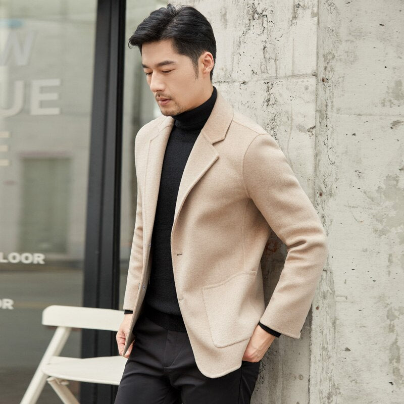 Autumn And Winter 2022 New 100% Australian Pure Wool Coat Medium Ength Casual Business Versatile Reversible Coat Men