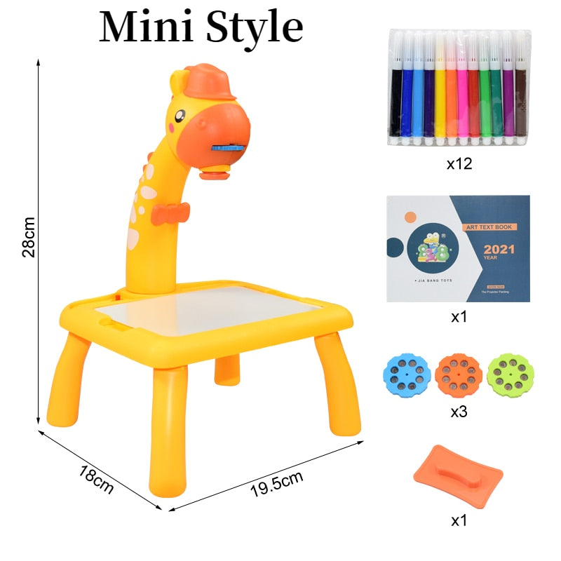 Children Led Projector Art Drawing Table Toys Kids Painting Board Desk Arts Crafts Educational Learning Paint Tools Toy for Girl