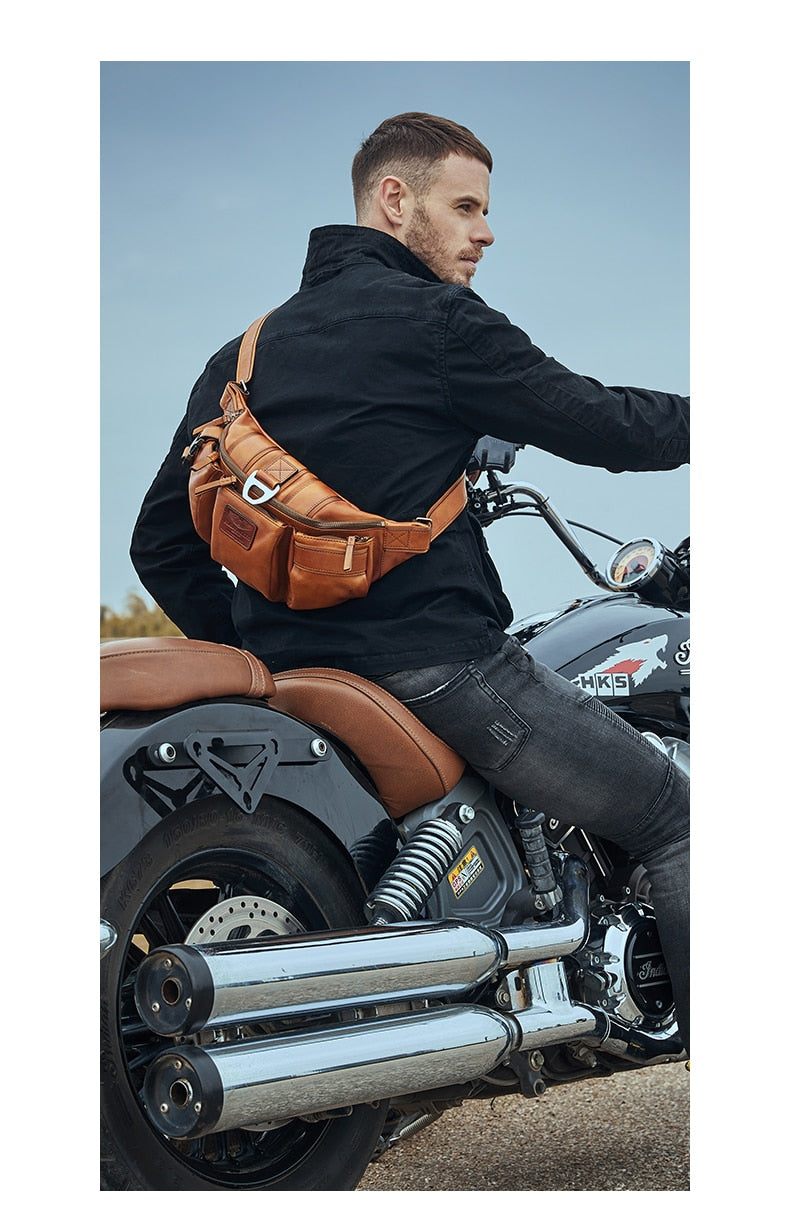 Portable B6 First Layer Cowhide Chest Bag Men&#39;s Real-Leather Bag Men&#39;s Cycling Bag Shoulder Bag Messenger Bags