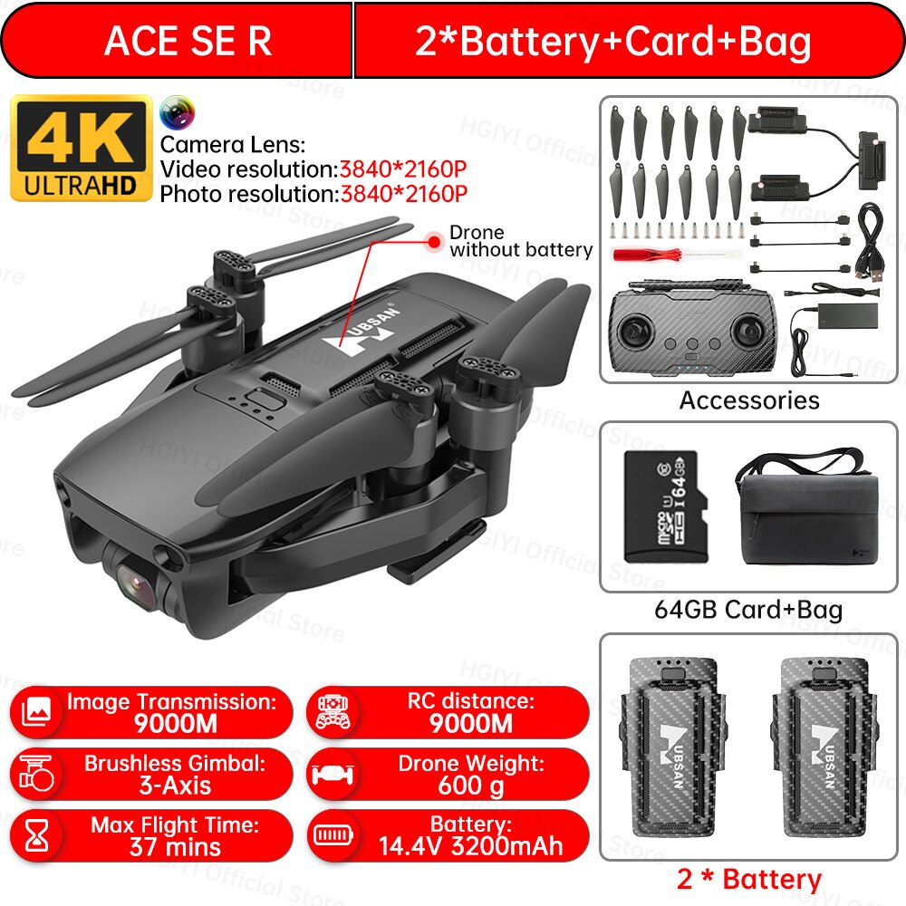 Hubsan ACE SE R GPS Drone 4k Profesional 5G WIFI 9km 3-Axis Gimbal Camera Brushless Motor RC Helicopter Quadcopter VS DJI Mini 2
