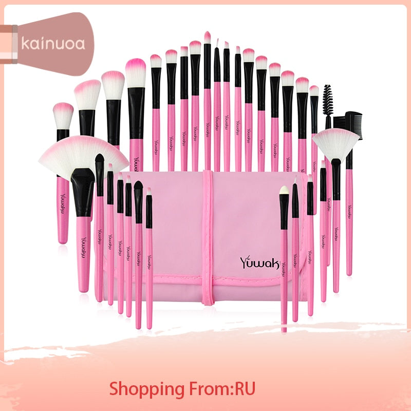 32Pcs Makeup Brush Sets Professional Cosmetics Blusher Tools Eyebrow Powder Makeup Sponge Soft Hair Foundation Shadows With Bag