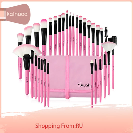 32Pcs Makeup Brush Sets Professional Cosmetics Blusher Tools Eyebrow Powder Makeup Sponge Soft Hair Foundation Shadows With Bag