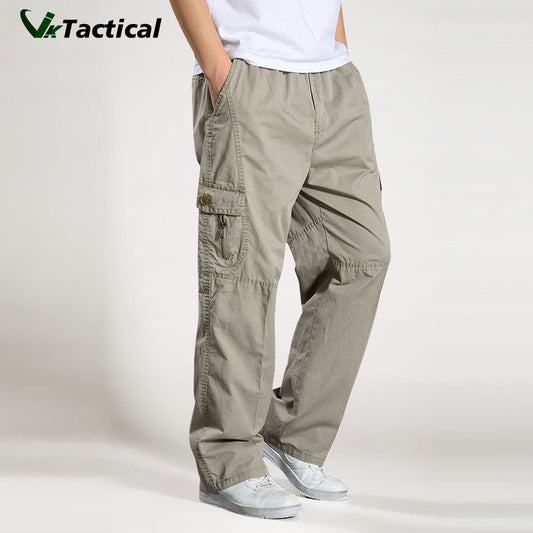 Brand Casual Pants men cargo pants cotton loose trousers mens pants overalls Multi Pocket Straight Joggers Homme 6XL