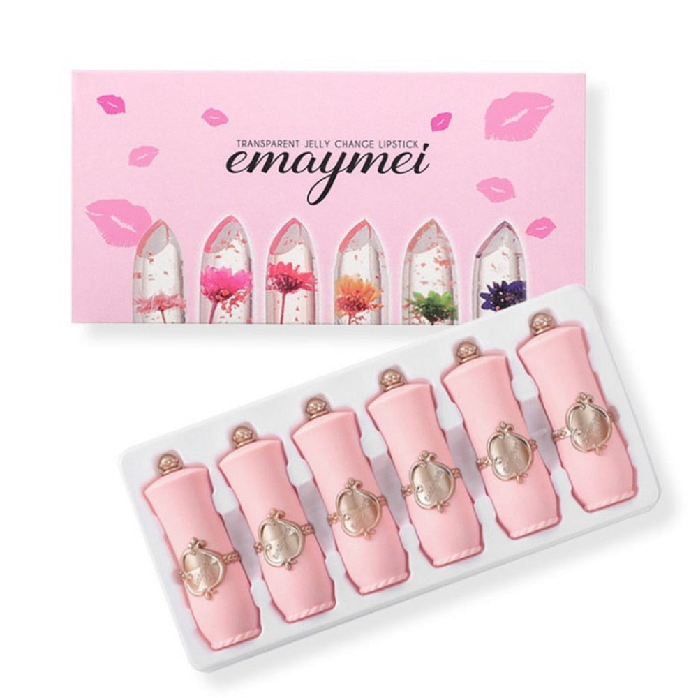 6-pack Transparent Moisturizing Jelly Lipstick Moisturizing Color Changing Lipstick Set Wholesale Make Up  Matte Lipstick