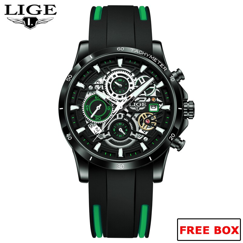 LIGE New Fashion Mens Watches Gold Stainless Steel Top Brand Luxury Sports Waterproof Watches Quartz Watch Men Relogio Masculino