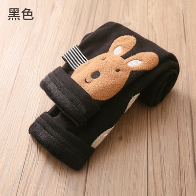 2022 Winter Warm 2 3 4 5 6 8 10 Years Children Cute Color Cartoon Patchwork Plus Velvet Thickening Leggings For Kids Baby Girls