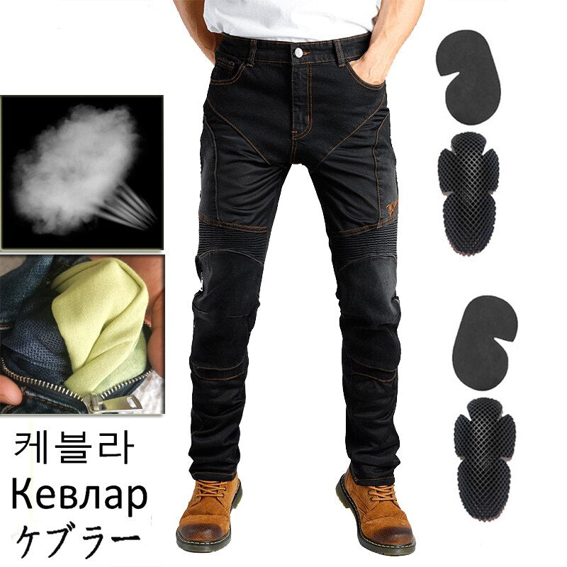 Kevlar Motorcycle Pants Moto Protection Motocross Jeans Rodilleras Moto Jeans Men Motocross Pants Four Seasons Breathable XS 5XL