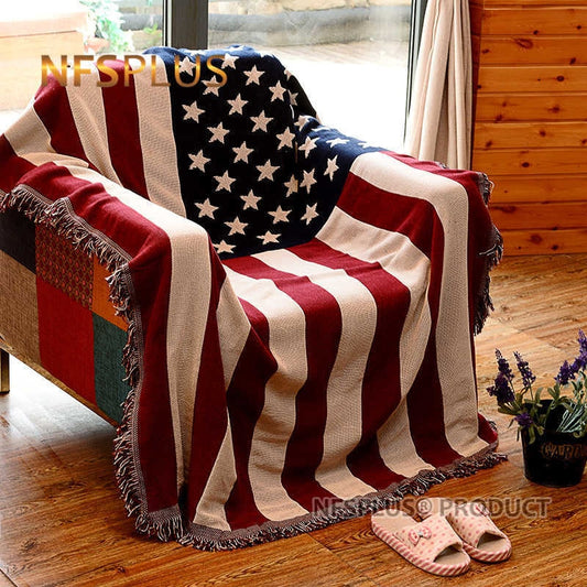 Knitted Luxury Throw Blanket For Sofa Bed Couch 130x180cm USA UK Flag Design Manta Bed Spread Carpet Table Cover Home Decoration