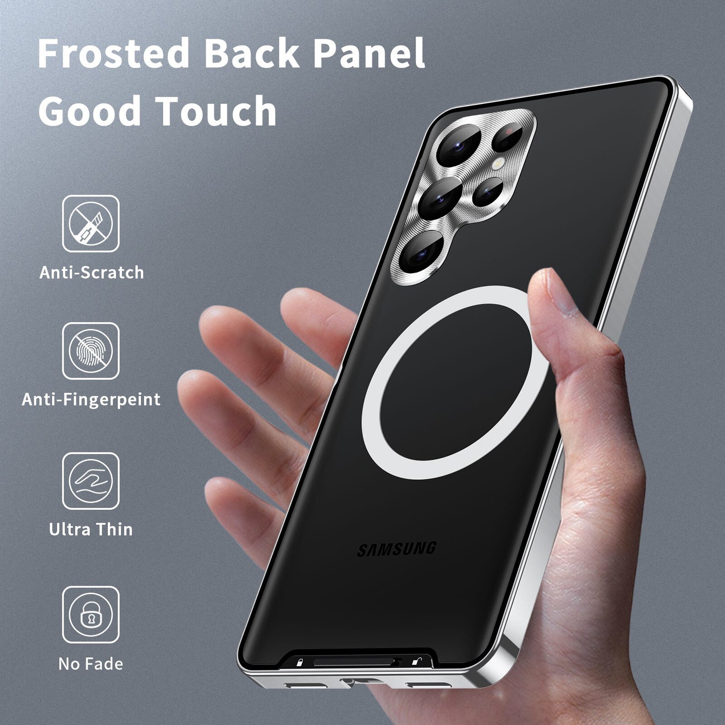 For Samsung Galaxy S23 S22 S21 Note 20 10 Ultra Magnetic Magsafe Case Metal Alloy Glass Frosted Protective ultra-thin back cover