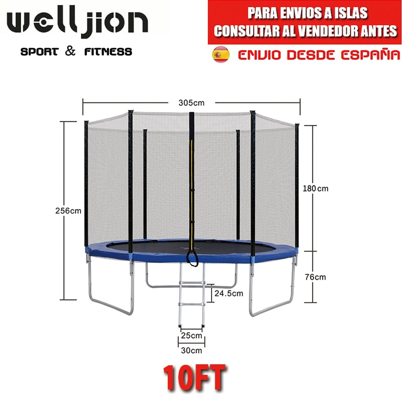 CHILDREN&#39;S TRAMPOLINE FOR KIDS, WITH PROTECTIVE NET, DOOR WITH ZIPPER, 140 CM, FREE SHIPPING