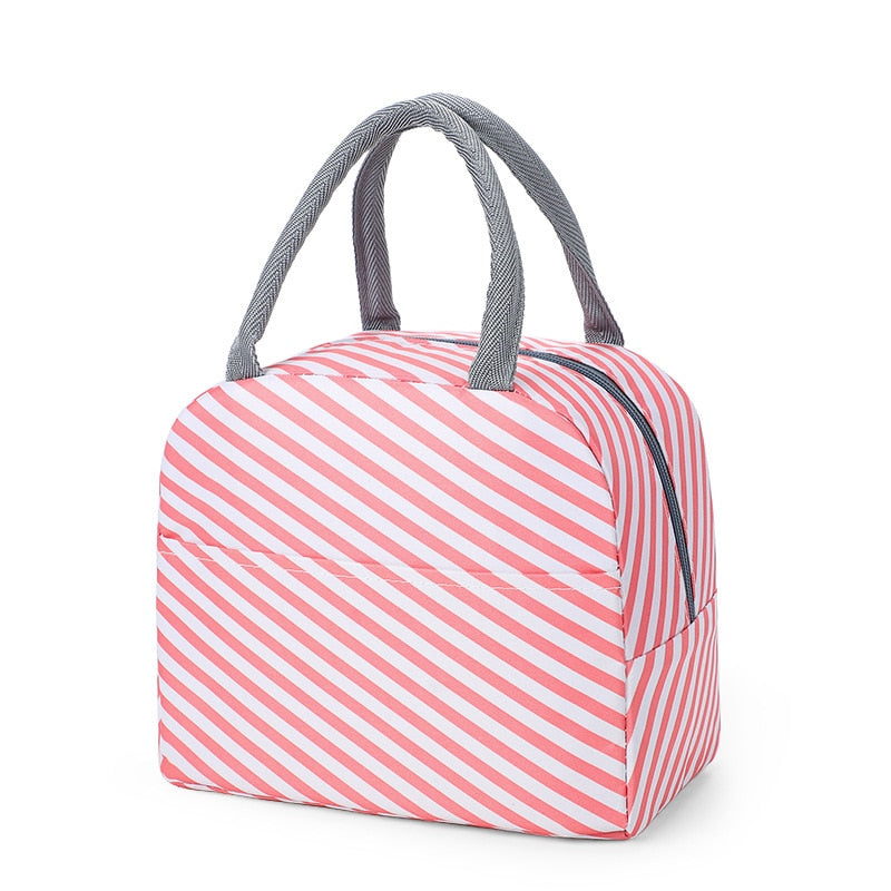 New Portable Lunch Bag Portable Insulated Canvas Lunch Bag Ladies Kids Breakfast Storage Bag Food Cooling Insulation Container