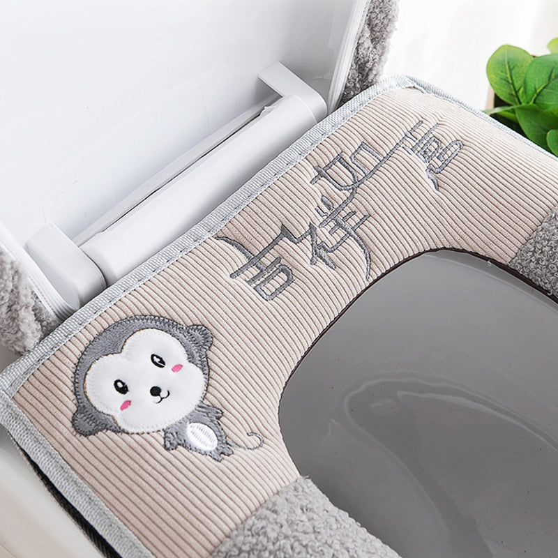 Toilet Seat Mat Set Bathroom Universal  2pcs/set Cushion+lid Cover Warm Soft Washable Closestool Seat Case Winter Pad Bidet Mats