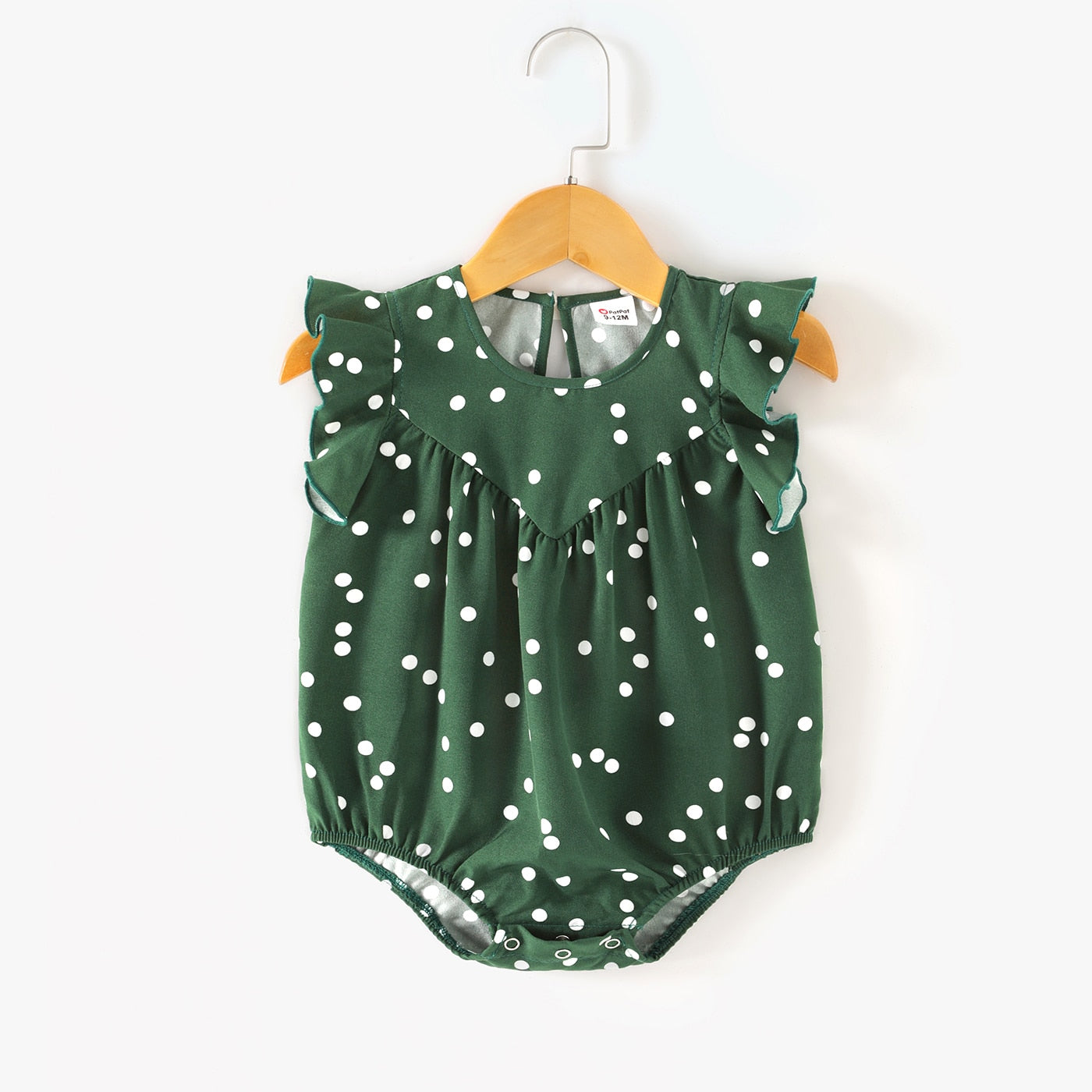 PatPat  Family Matching Outfits Dresses Matching All over Polka Dots Dark Green Ruffle Trim Tank Dress for Mom and Me