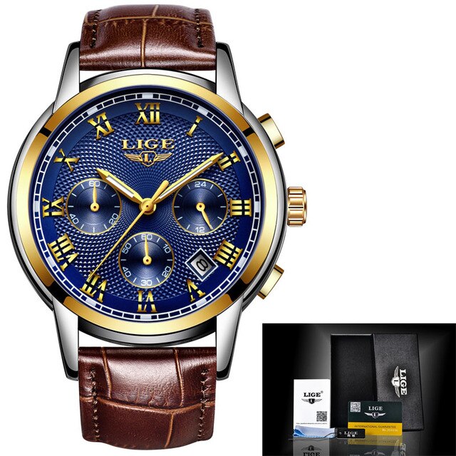 LIGE  Men&#39;s Watch Big Dial Stainless Steel Band Date Mens Business Male Watches Waterproof Luxuries Men Wrist Watches for Men