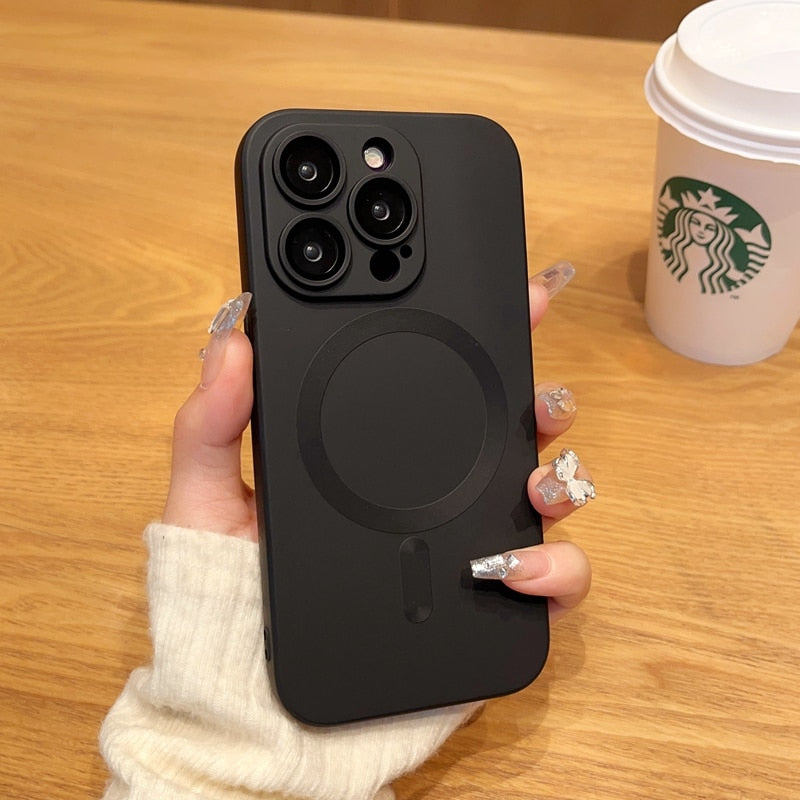 Luxury For Magsafe Magnetic Wireless Charging Matte Case for iPhone 14 13 12 11 Pro Max Plus Silicone Lens Shockproof Cover