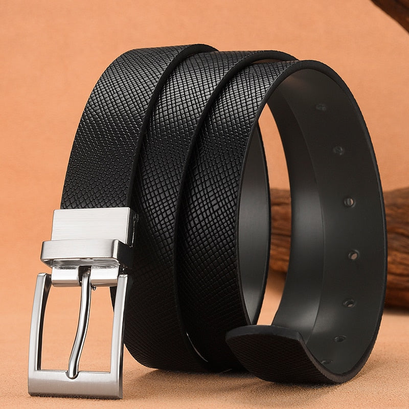 Male Leather Belts For Men Designer Reversible Buckle Classic Unisex Female Waist Belt Jeans High Quality 3.0 CM Black Strap