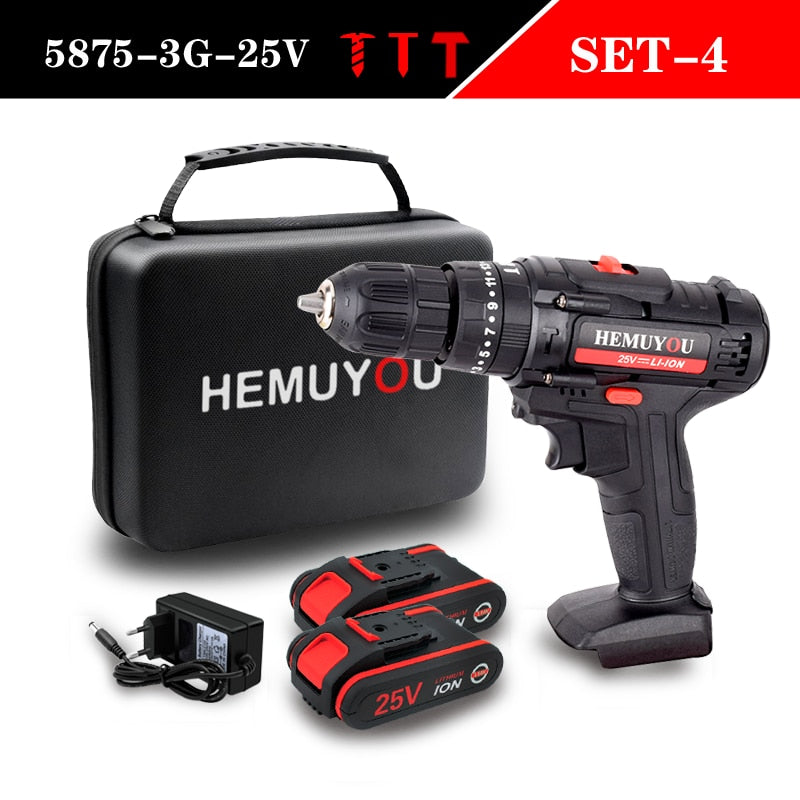 Cordless electric screwdriver mini electric drill cordless lithium ion battery 21v25V variable speed torque power tool