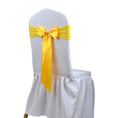 25pcs Satin Spandex Chair Cover Band Ribbons Chair Tie Backs for Party Banquet Decor Wedding Decoration Knot Chair Bow Sashes