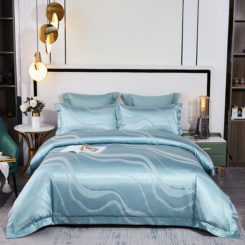 Deodar Luxury 4pcs European Jacquard Embroidery Pure Cotton Thickened Bedspread Wedding Room Bedding Quilt Cover Pillowcase