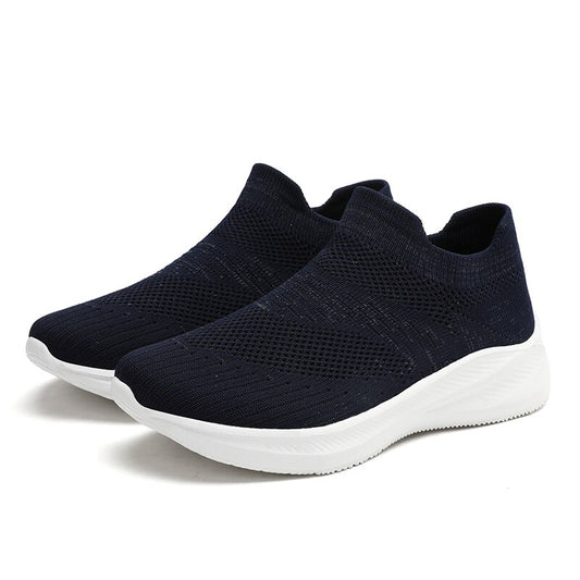 2022 Men &amp; Women walking Shoes Summer Breathable Mesh Black Shoes Light Hard-Wearing Slip on Footwear Flat Net Sneakers Canvas