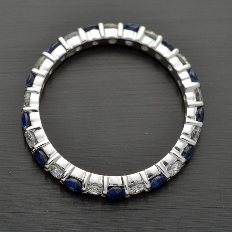 luxurious Mini Silver Color Princess Cut with a whole circle of eye mosang stone cubic zirconia ring