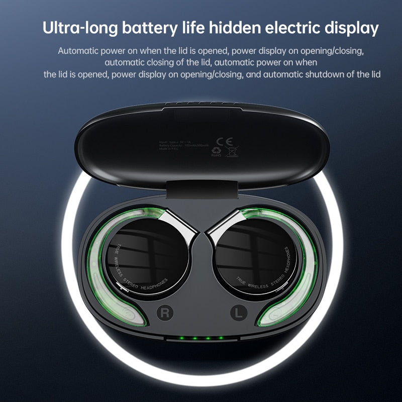F2 TWS Earphones Bluetooth Night Running Lights Wireless Earbud Headset Sports Ear Buds Noise Cancelling Comfortable Sleepphones