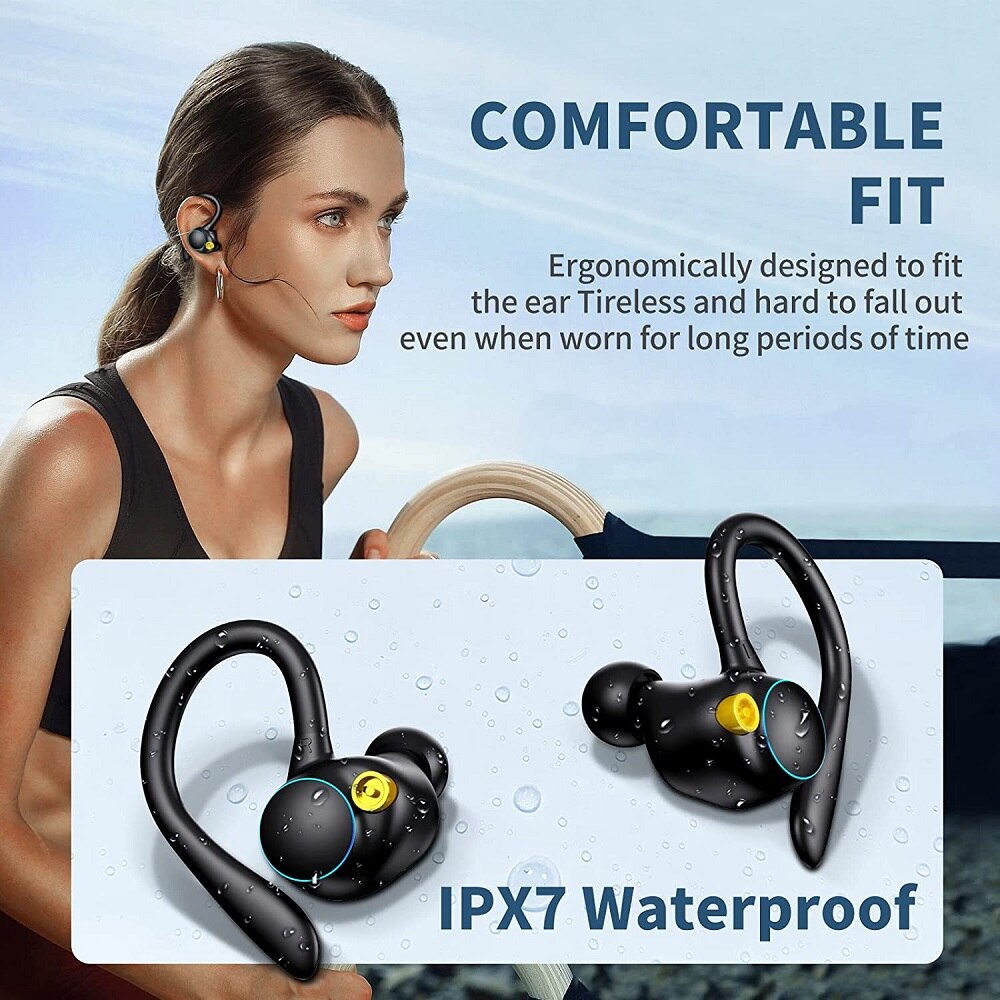 Bluetooth Headphones True Wireless Earbuds with Charging Box Stereo Sound Earphones with Mic in-Ear Headsets Deep Bass for Sport