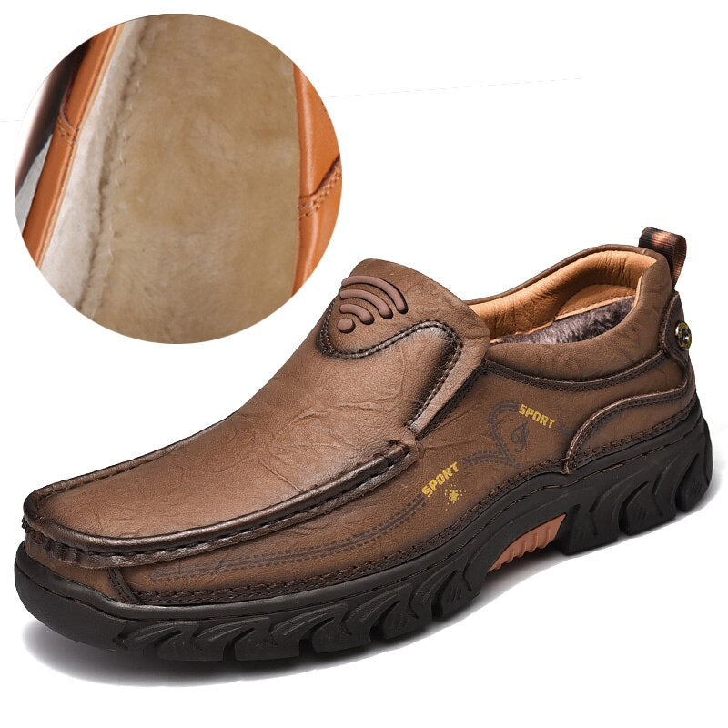 Outdoor High Quality Men&#39;s Shoes 100% Genuine Leather Casual Shoes Waterproof Work Shoes Cow Leather Loafers Slip on Footwear 48