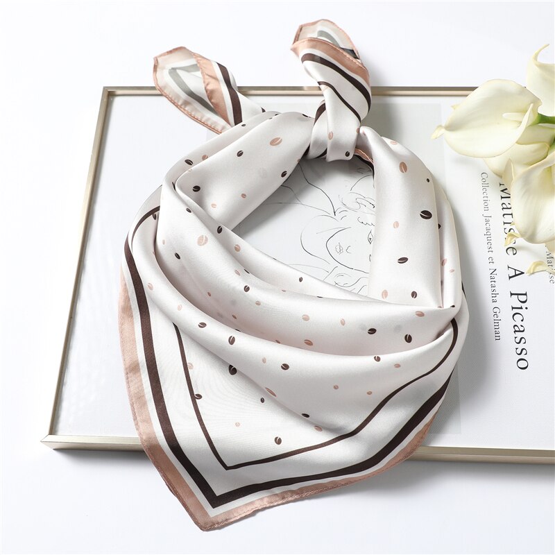 Design Silk Feeling Square Scarf Women Luxury 70cm Shawl Wraps Female Hair Hand  Wrist Foulard Headkerchief Hijab Bandana New