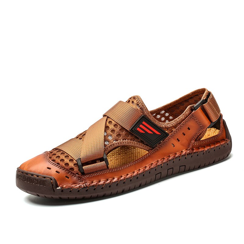 Mens Sandals Summer Breathable Mesh Deck Lightweight Beach Sandals Fisherman Shoes for Men Outdoor Fashion Handmade Men Shoes
