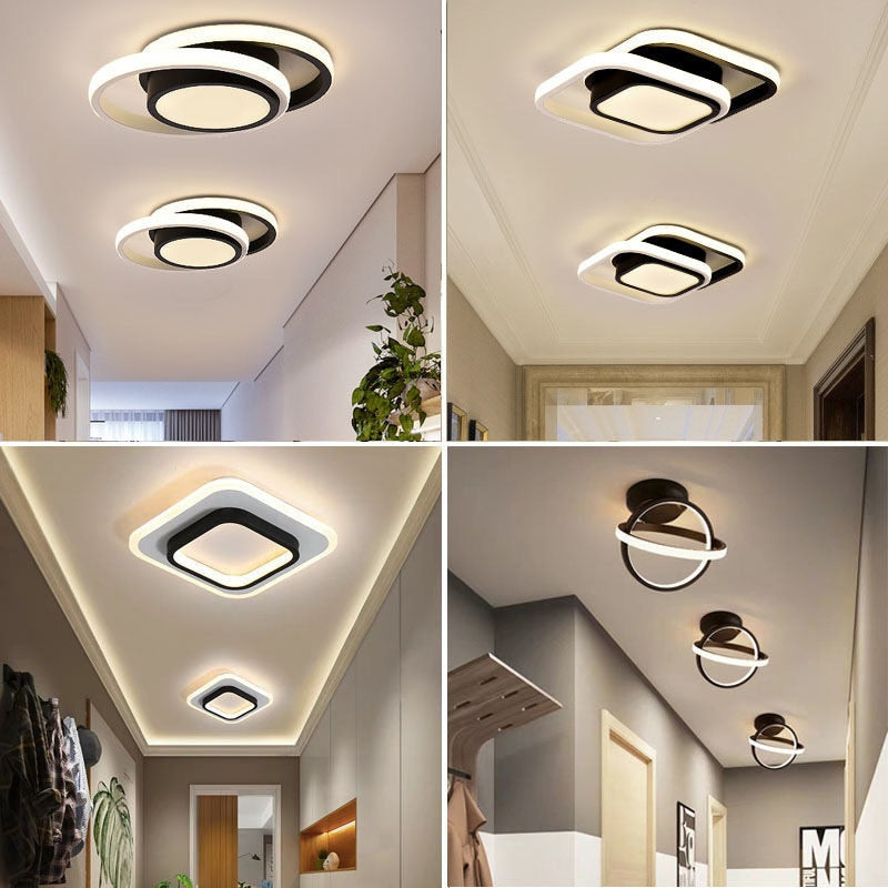 Modern LED Aisle Ceiling Lights Black White Corridor Light Balcony Lights Ceiling Lamp For Bedroom Living Room Home Lighting