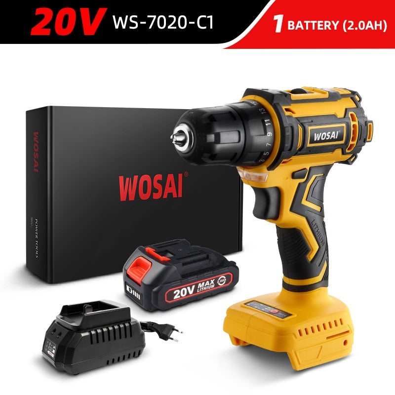 WOSAI 20V Brushless Electric Drill 50NM Cordless Screwdriver Lithium-Ion Battery Mini Electric Power Screwdriver MT-Series Tools