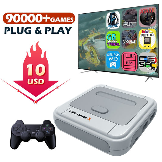 Super Console X Retro Game Console For PSP/PS1/Naomi/MAME/N64/DC With 90000+ Classic Retro Games HD Wifi TV Video Game Player