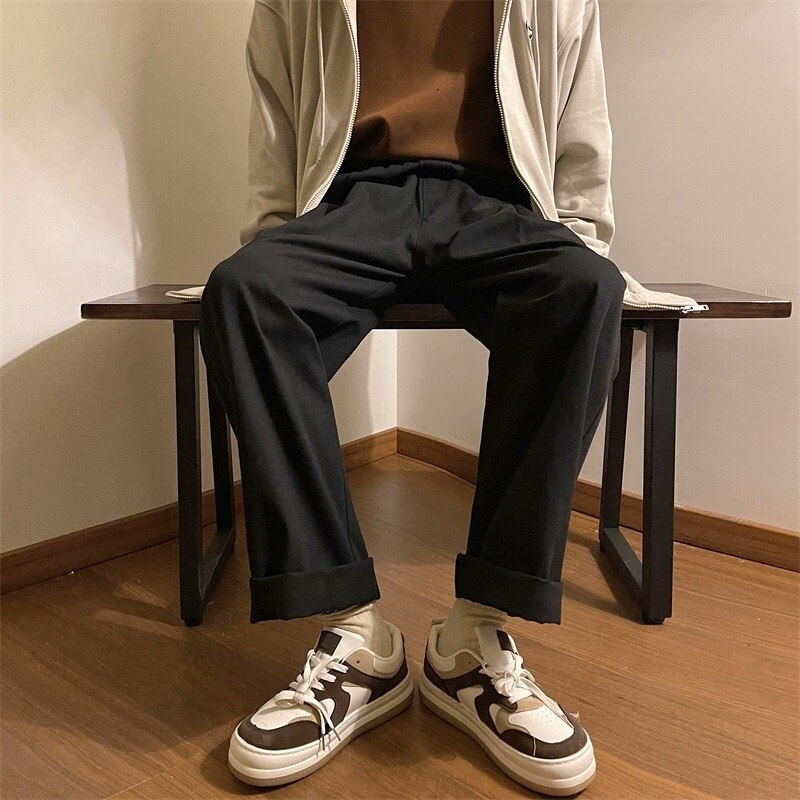 Harajuku Style Men&#39;s Cotton Casual Trousers New Fashion Streetwear Pants For Men Male Loose Wide-leg City-boy Sweatpants