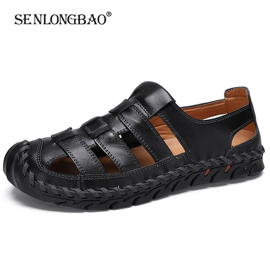 Classic Men&#39;s Sandals Summer Soft Sandals Luxury Men Shoes Genuine Leather Sandals Brand Big Size Soft Outdoor Men Roman Sandals
