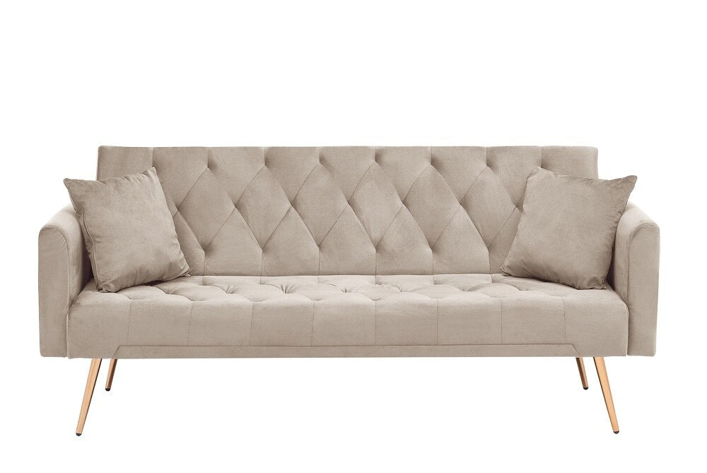 Modern Variable Bed Sofa Multifunctional Soft Velvet Folding Sofa Home Living Room Furniture Durable Conical Legs Futon Sofa