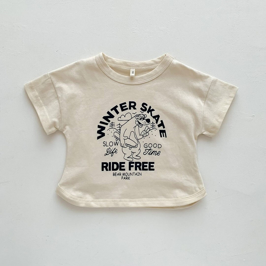 Fashion Kids Summer T-shirts Slub Cotton Toddler Baby Clothes Children Tops Tees For Boys &amp; Girls