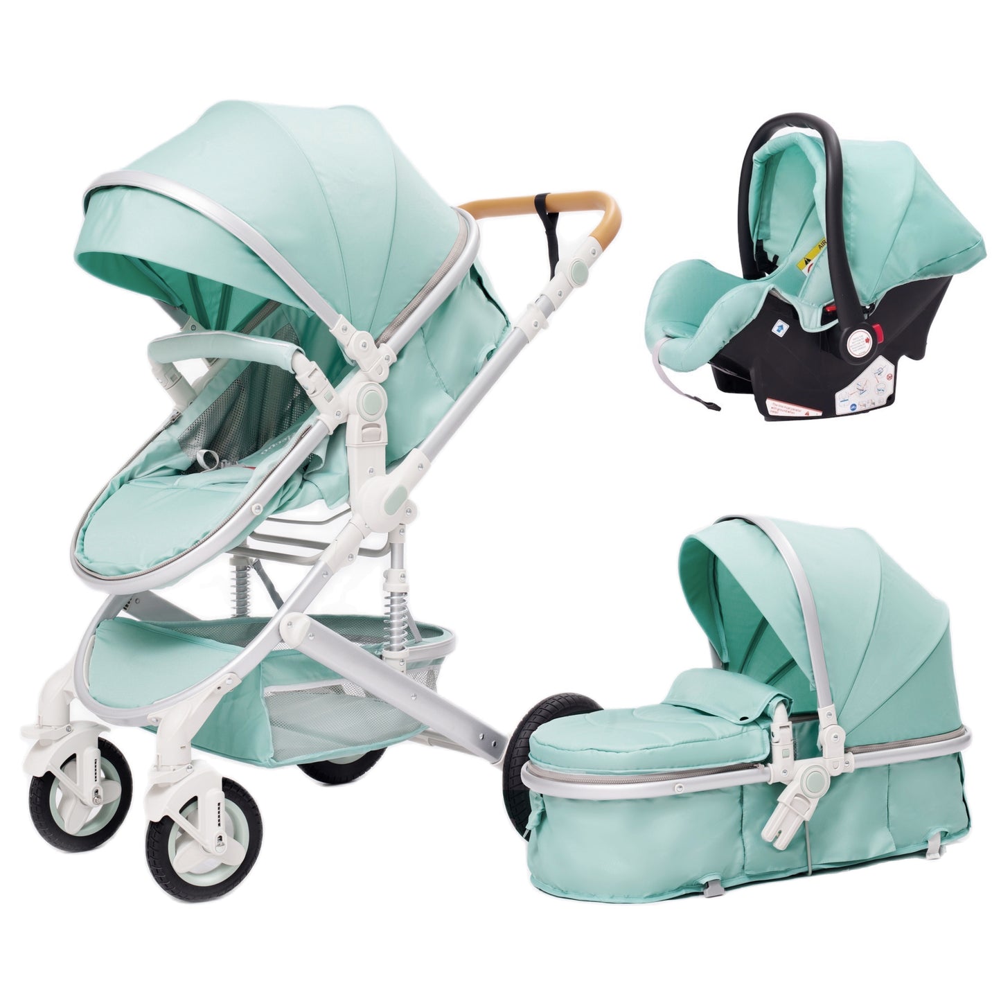 Luxurious Baby Stroller 3 in 1 Portable Travel Baby Carriage Folding Prams Aluminum Frame High Landscape Car for Newborn Baby