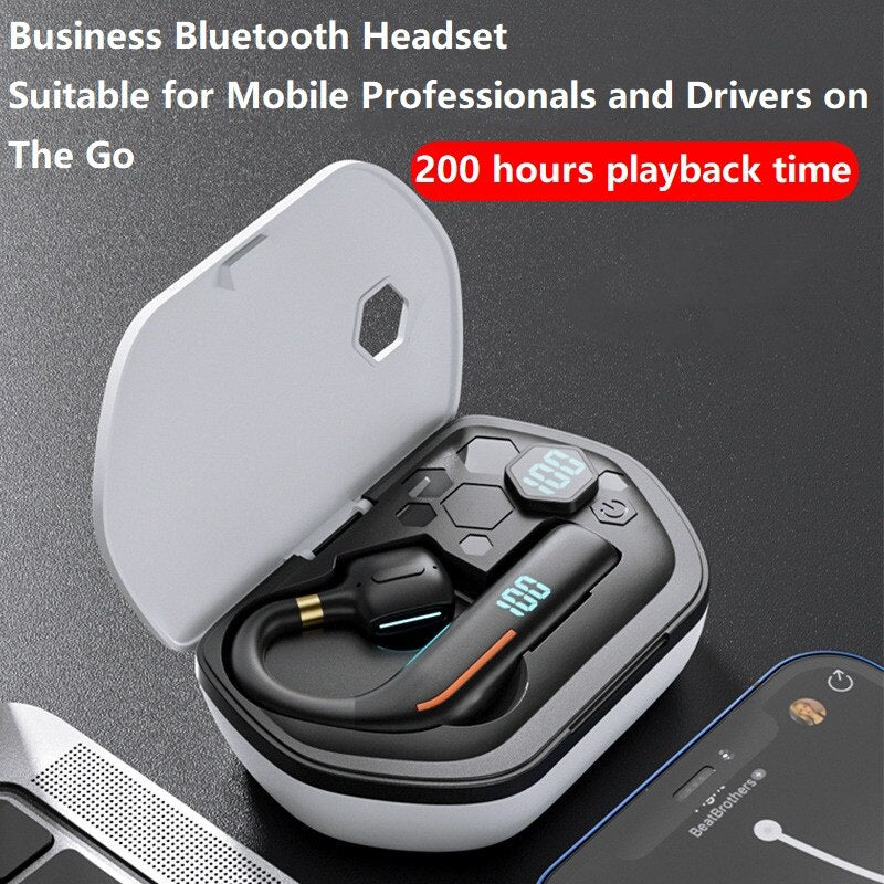 Earphones Bluetooth 5.2 Headphones Handsfree Wireless Headset Business Headset Drive Call Sports Earphone 1800mAh Charging Box