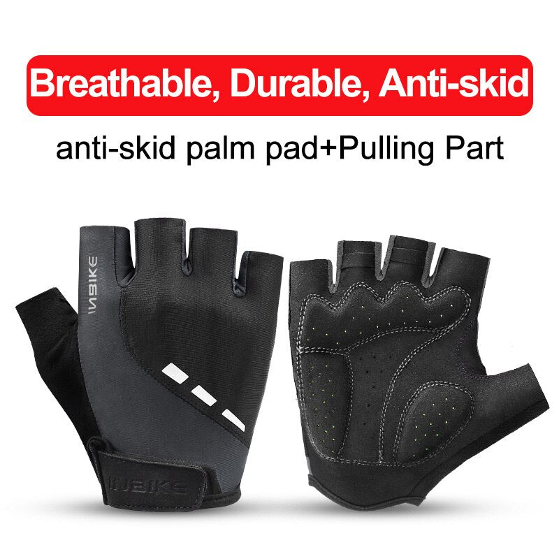 INBIKE 2023 Shockproof Cycling Gloves Fingerless MTB Bicycle Gloves Summer for Men Fitness Outdoor Sports Gym Bike Accessories