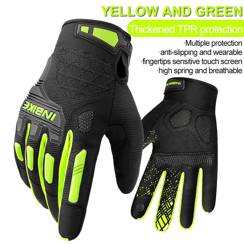 INBIKE Mountain Bike Gloves Thickened TPR Palm Pad Men&#39;s Woman Shockproof Full Finger Cycling Downhill MTB Bicycle Gloves MC020