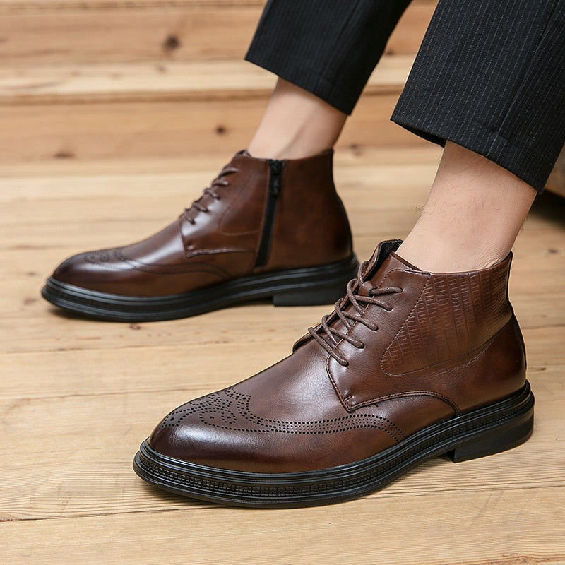 Leather Shoes Men Boots Winter Formal Leather Oxfords Boots Shoes Dress Business Boots Men Chelsea Autumn ankle boots men