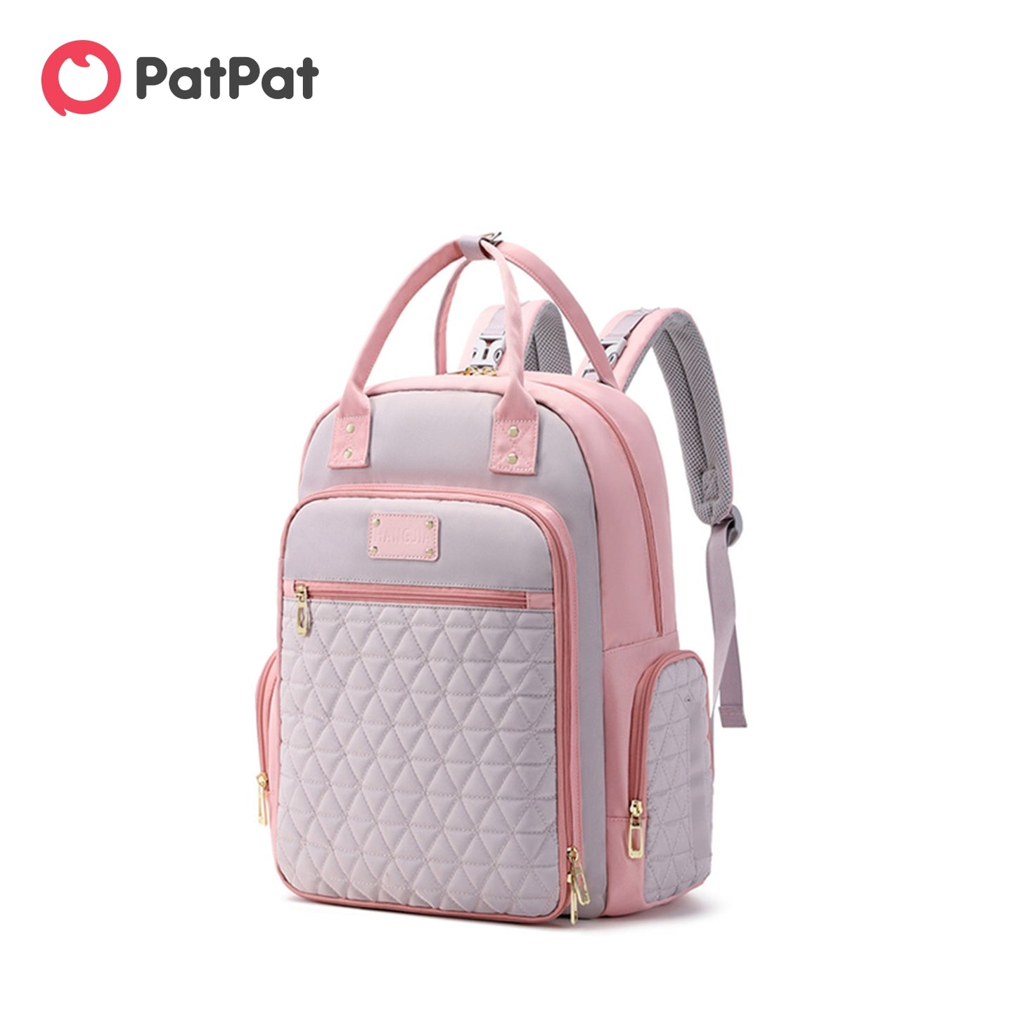 PatPat Mommy Bag Diaper Bag Backpack Large Capacity Multifunction Travel Handle Back Pack with Stroller Buckle
