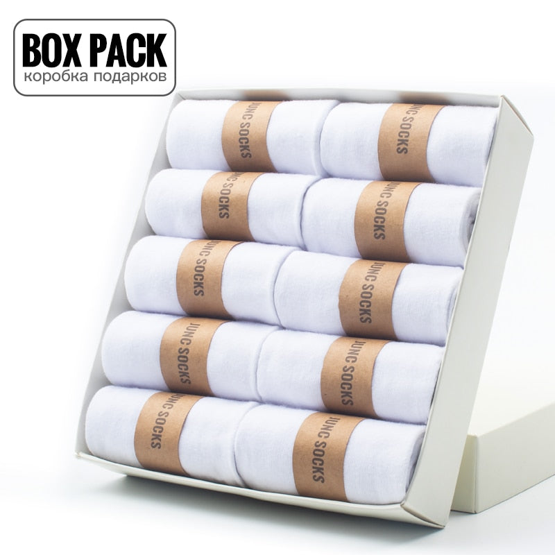Box Pack Men&#39;s Cotton Socks 10Pairs/Box Black Business Men Socks Soft Breathable Summer Winter for Man Boy&#39;s Gift Size EUR39-45