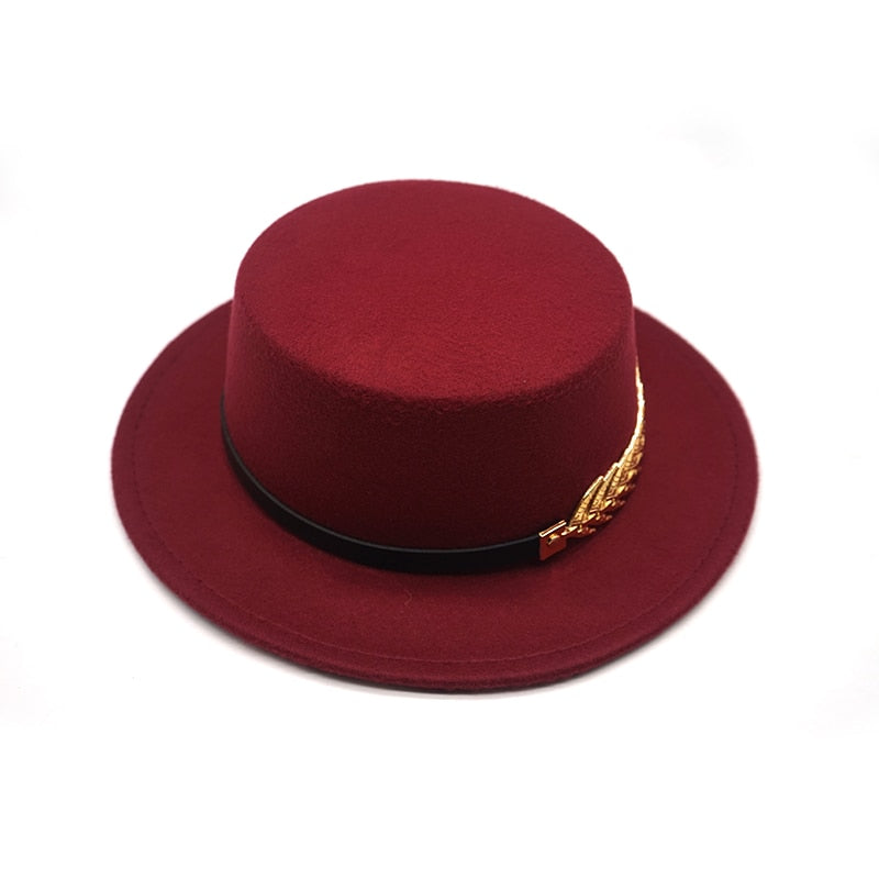 Autumn Winter Women Men Wool Vintage Trilby Felt Fedora Hat Ribbon With Wide Brim Gentleman Elegant  For Lady Flat top Jazz Caps