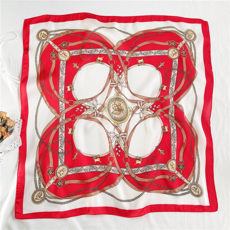 Design Silk Feeling Square Scarf Women Luxury 70cm Shawl Wraps Female Hair Hand  Wrist Foulard Headkerchief Hijab Bandana New