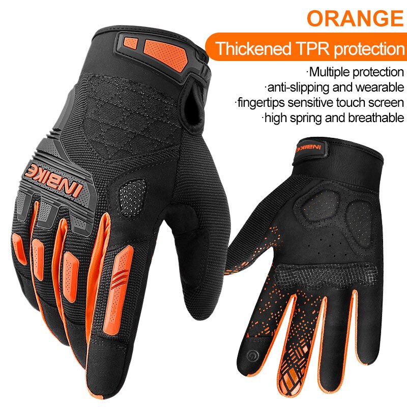 INBIKE Mountain Bike Gloves Thickened TPR Palm Pad Men&#39;s Woman Shockproof Full Finger Cycling Downhill MTB Bicycle Gloves MC020